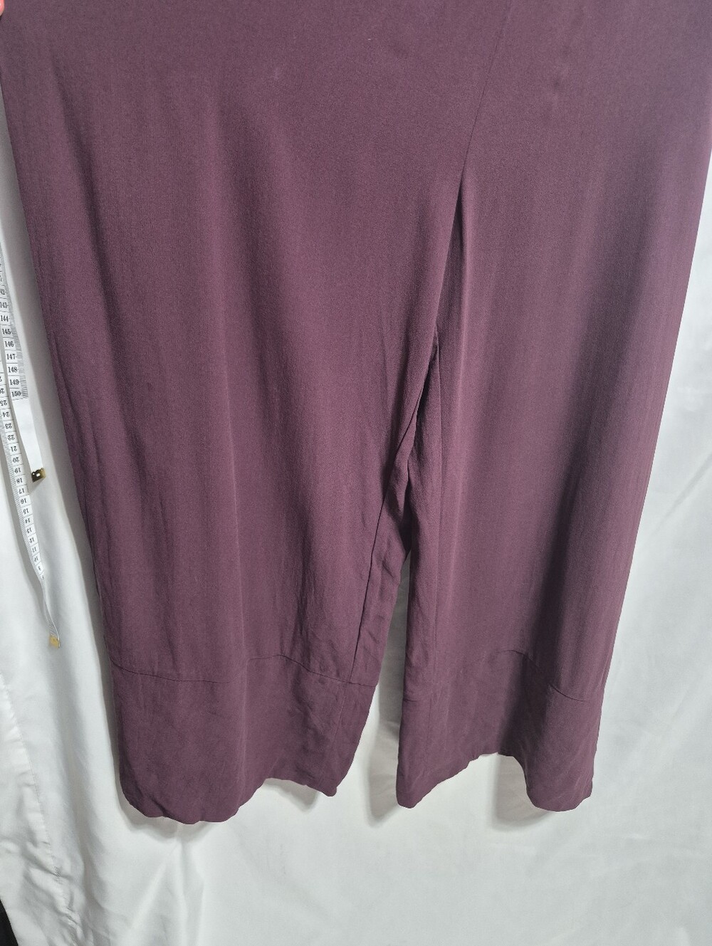 Eileen Fisher XL 100% Silk Wide Leg Pants Plum Purple Pull On - Picture 2 of 13